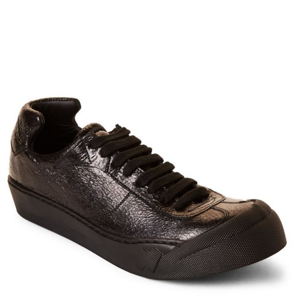NEW 🖤 Cinzia Araia Black Crackled Low Top Sneakers 9 - Picture 1 of 13